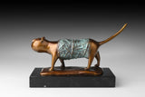 Walking Decorative Cat bronze sculpture detail view
