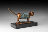 Walking Decorative Cat bronze sculpture base detail