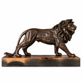 Walking Male Lion Bronze Sculpture on a clean white background