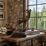 wildlife bronze stag deer sculpture