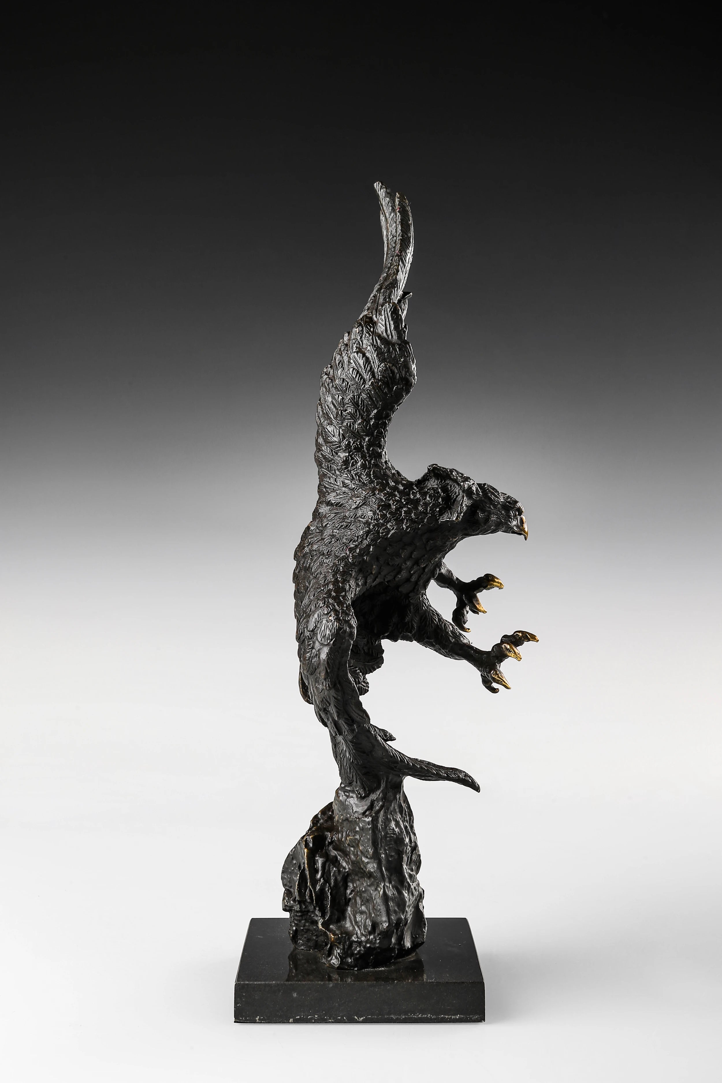 Bronze Eagle Statue with Spread Wings