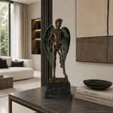 Winged David bronze sculpture displayed in a luxury modern interior