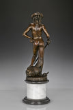 Back view of handcrafted Young David bronze sculpture